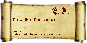 Matejka Marianna névjegykártya